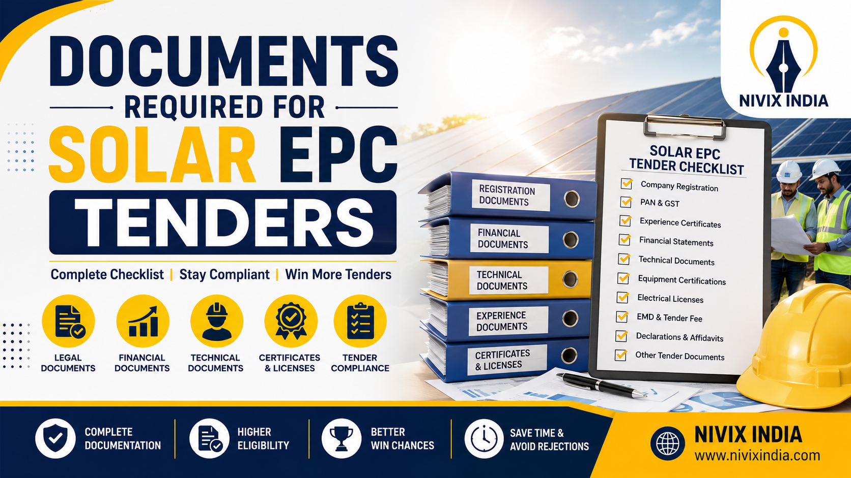 Documents Required for Solar EPC Tenders: Complete Guide for Contractors - Nivix India